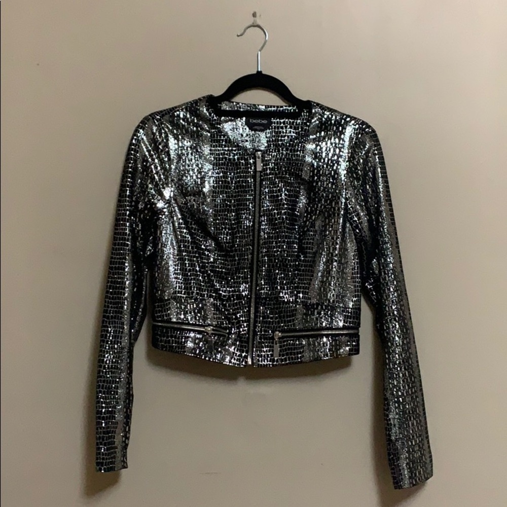 bebe cropped zip up